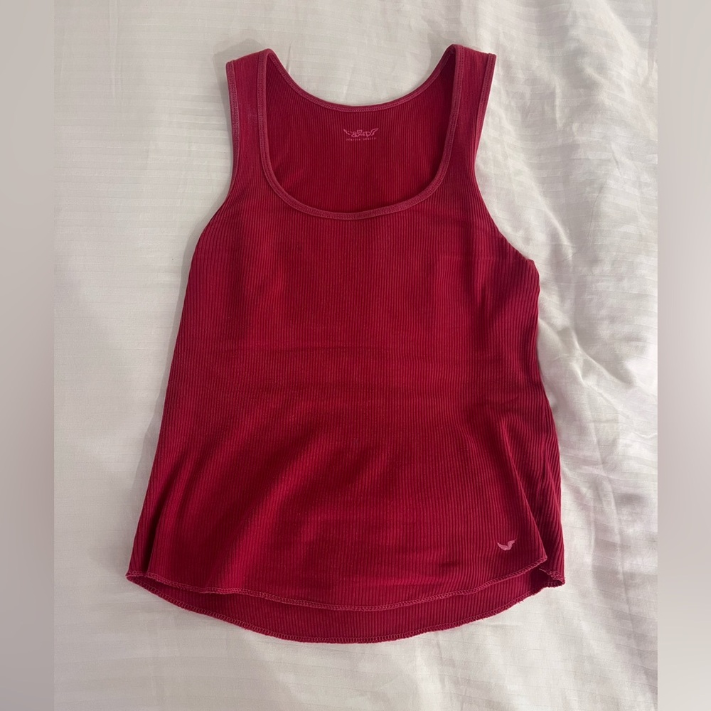 Aerie Red Ribbed Tank Top
